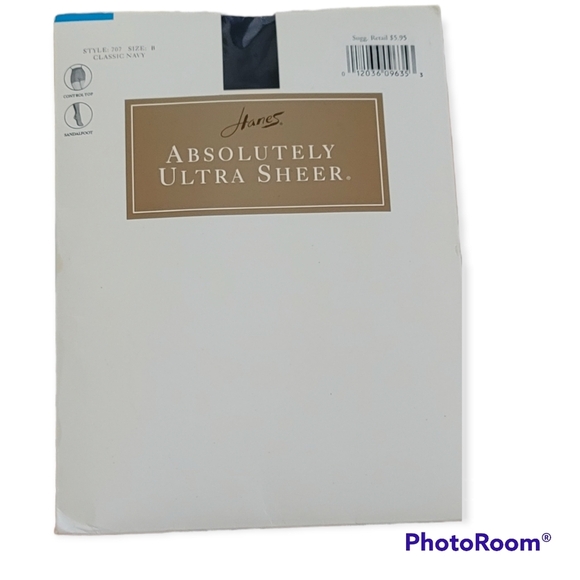 Hanes Accessories - Vintage Hanes 2000 Absolutely Ultra Sheer Control Top Size B Navy Pantyhose #707